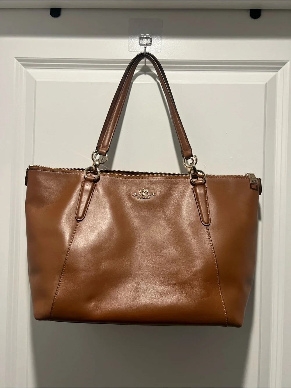 Coach Ava Tote - Tan Leather Tote with Gold Hardware